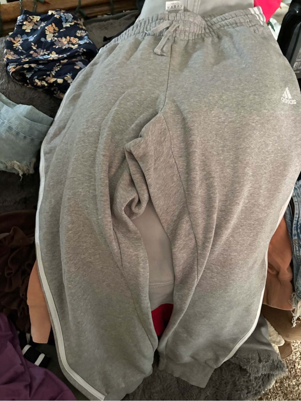adidas Light Gray Men's Joggers with White Side Stripes
